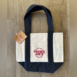 NWT Trader Joe's Mini Canvas Tote Bag Navy Blue